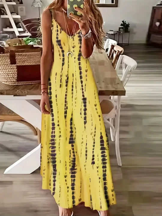 Isolyn – Boho Tie-Dye Spaghetti Strap Maxi Dress