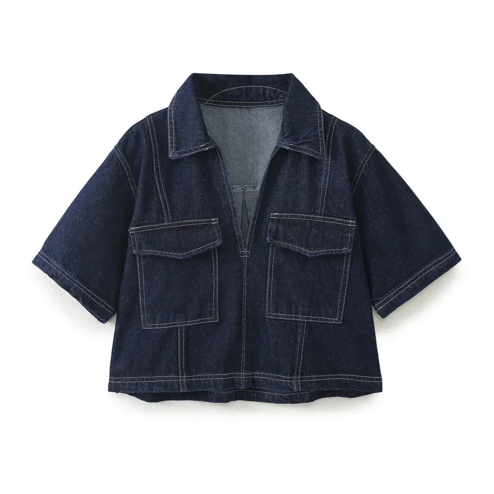 Renvara – Two-Piece Denim Skirt and Shirt Set for Women