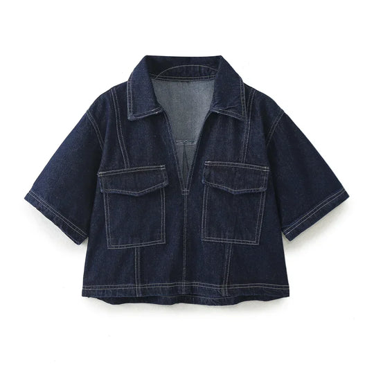 Renvara – Two-Piece Denim Skirt and Shirt Set for Women