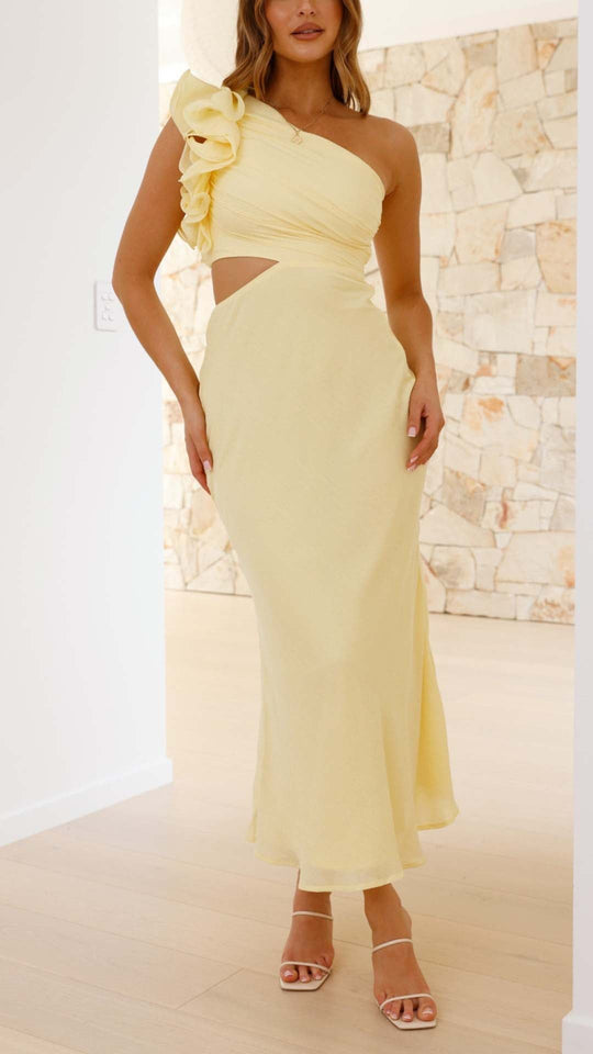 Soleara – One-Shoulder Ruffle Midi Dress for Women