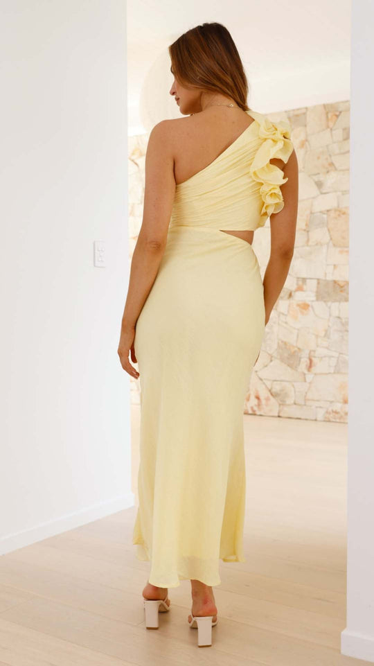 Soleara – One-Shoulder Ruffle Midi Dress for Women