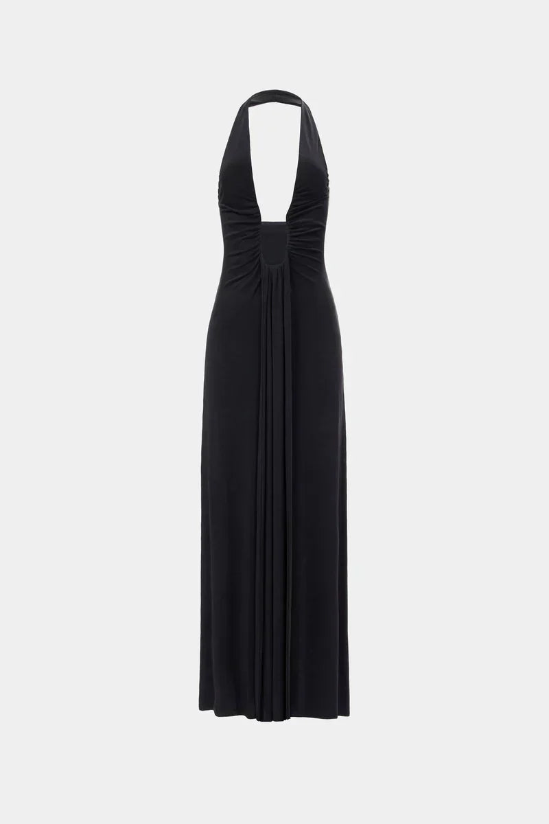 Valerie – Deep Plunge Halter Maxi Dress for Women
