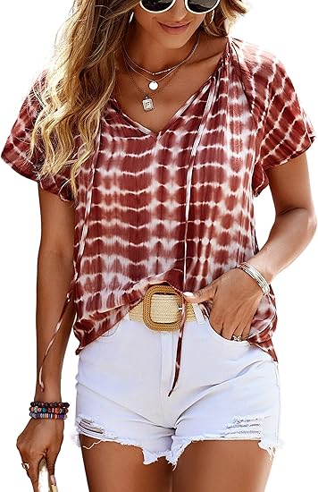 Carmela – Ruffle Short Sleeve Tunic Top for Women