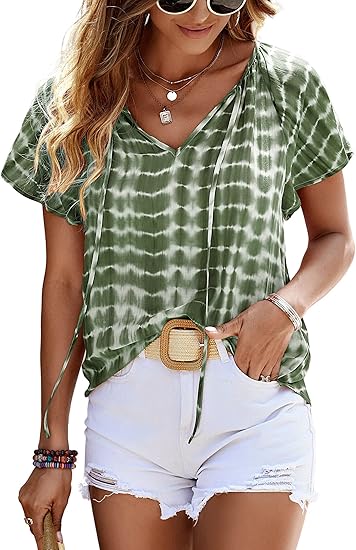 Carmela – Ruffle Short Sleeve Tunic Top for Women
