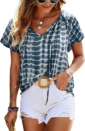 Carmela – Ruffle Short Sleeve Tunic Top for Women