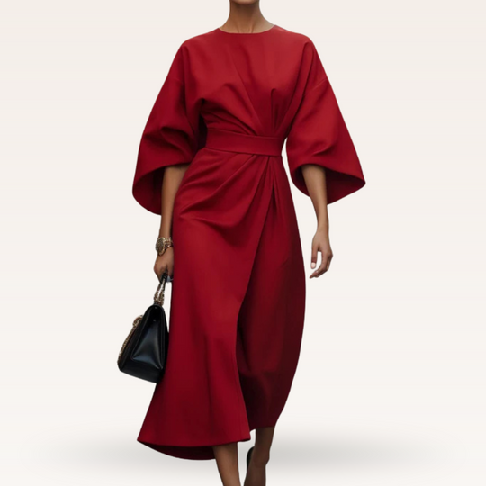 Cashmere – Kimono-Inspired Belted Midi Dress for Women