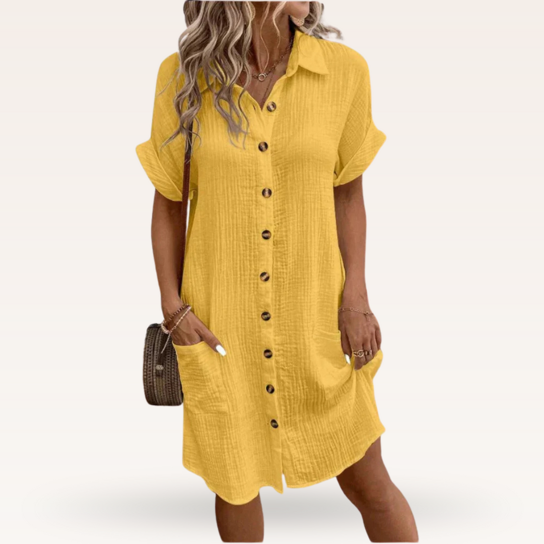 Ornella – Button-Down Linen Shirt Dress for Women