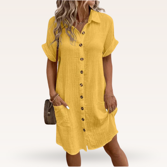 Ornella – Button-Down Linen Shirt Dress for Women
