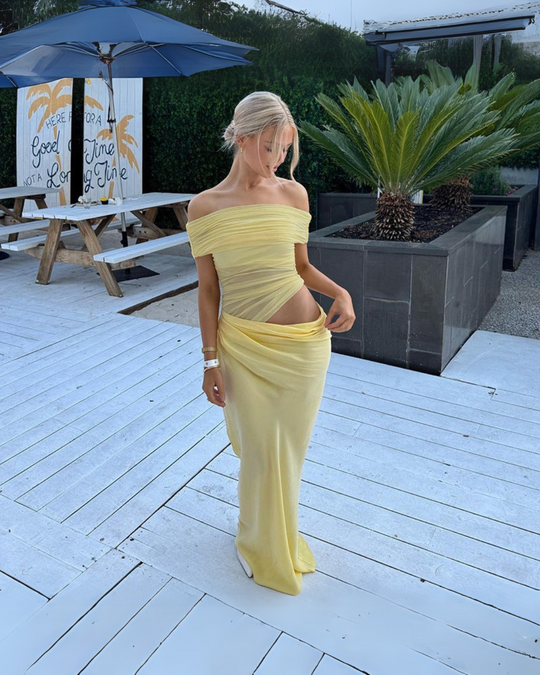 Jana – Sheer Elegance Off-Shoulder Gown