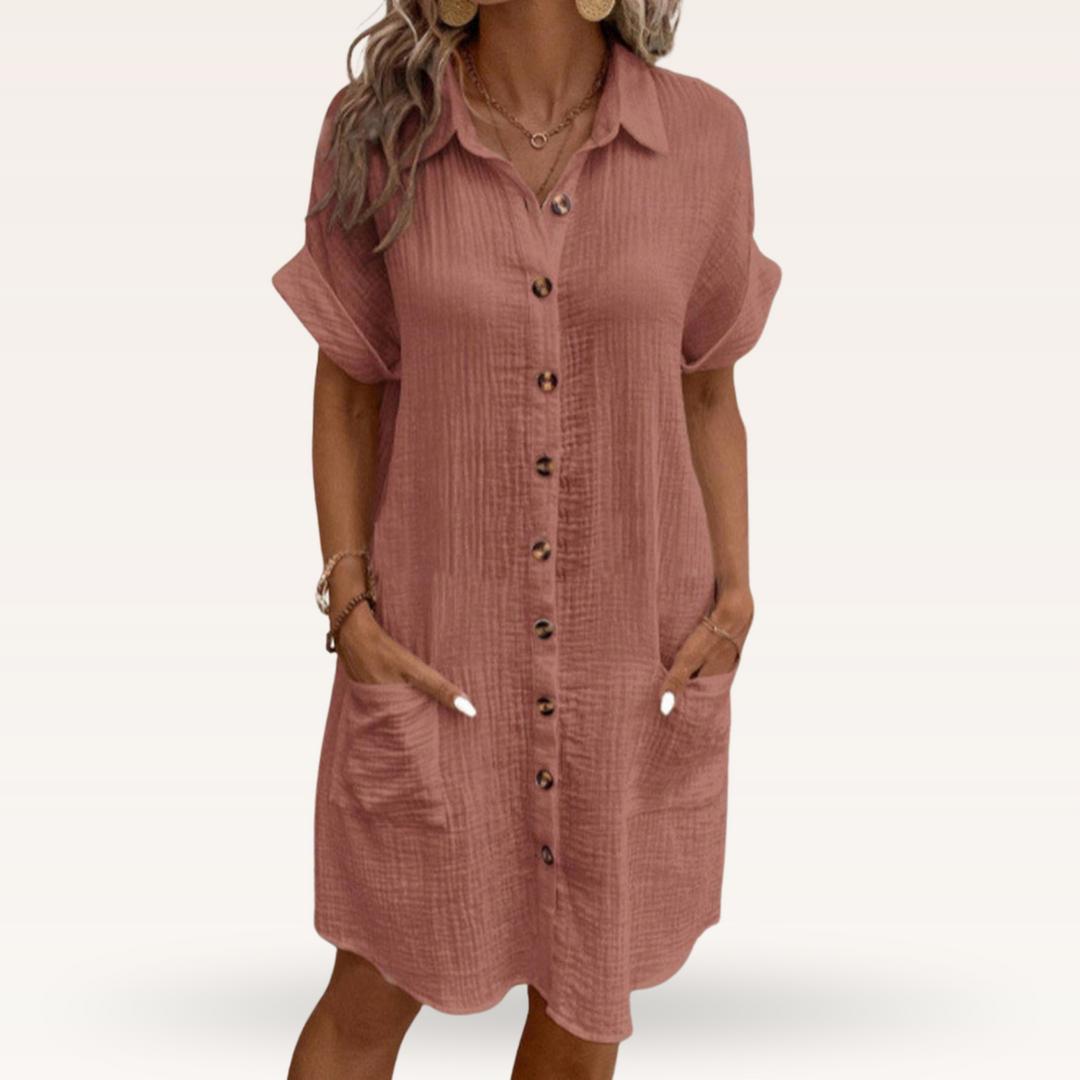 Ornella – Button-Down Linen Shirt Dress for Women