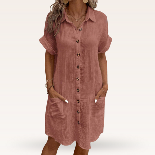 Ornella – Button-Down Linen Shirt Dress for Women