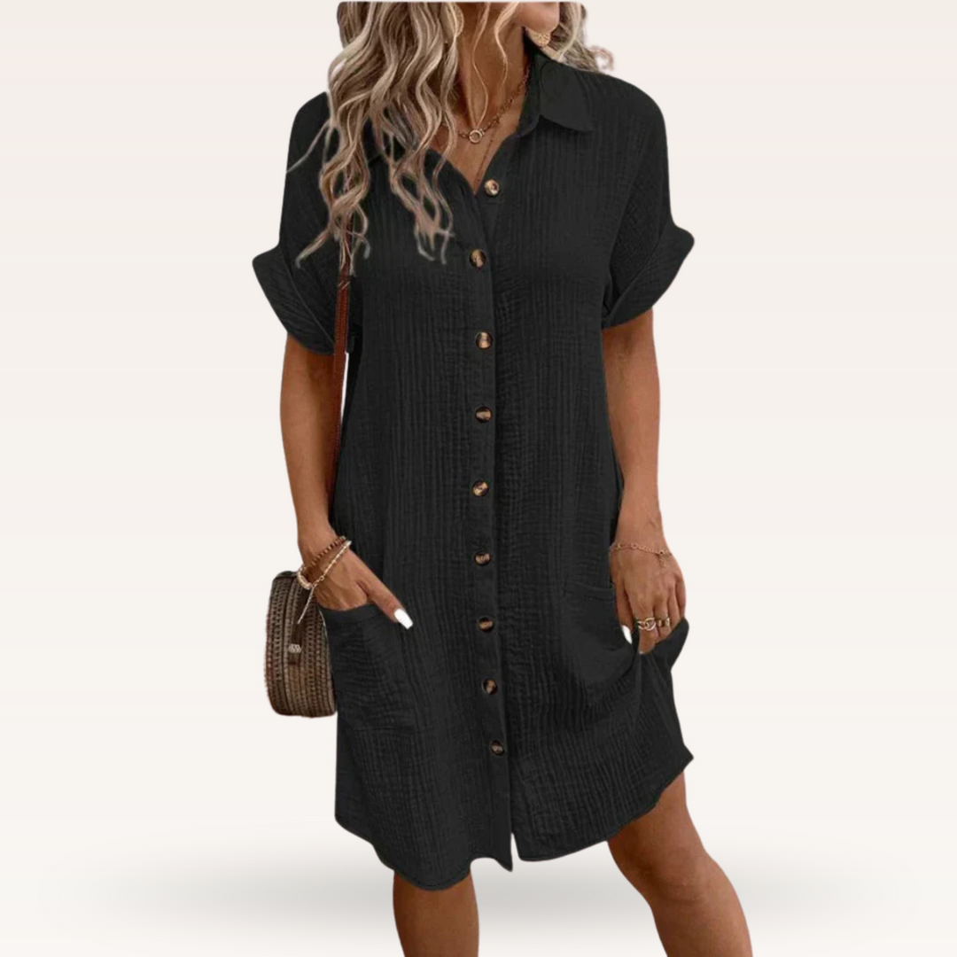 Ornella – Button-Down Linen Shirt Dress for Women