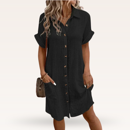 Ornella – Button-Down Linen Shirt Dress for Women