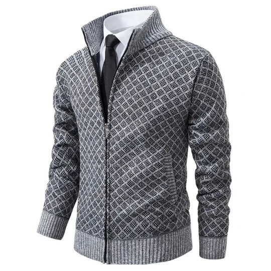 Adrian – Diamond Knit Zip Cardigan for Men