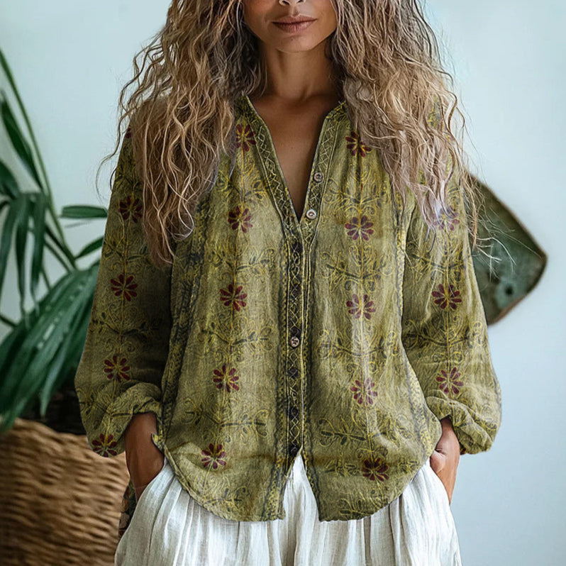 Seleen – Bohemian Floral Blouse for Women