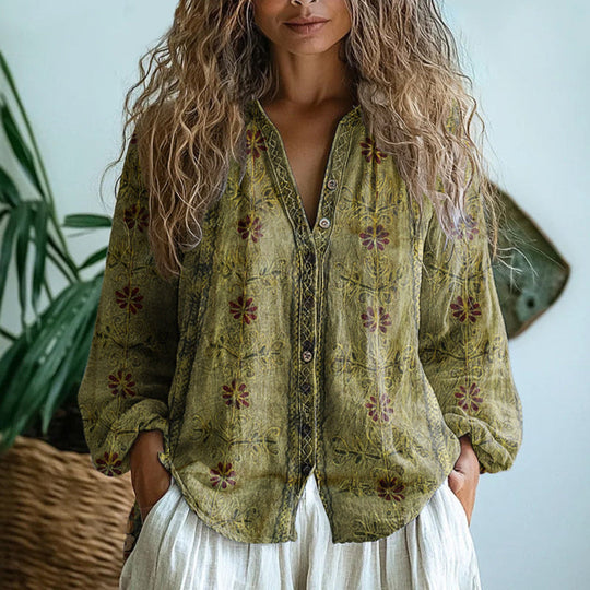 Seleen – Bohemian Floral Blouse for Women