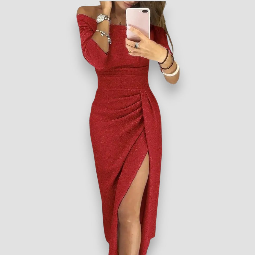Gina – Elegant Long Sleeve Slit Bodycon Dress for Women