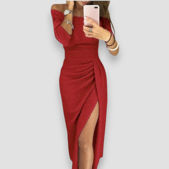 Gina – Elegant Long Sleeve Slit Bodycon Dress for Women