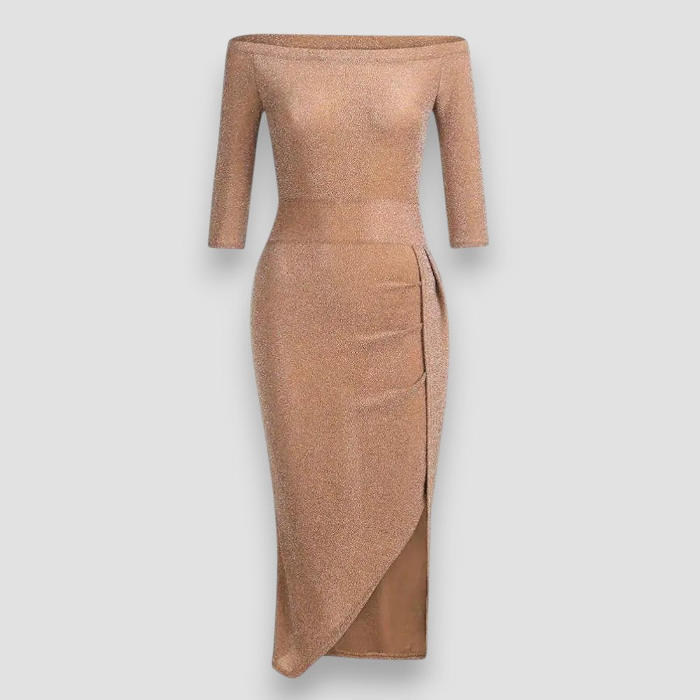Gina – Elegant Long Sleeve Slit Bodycon Dress for Women