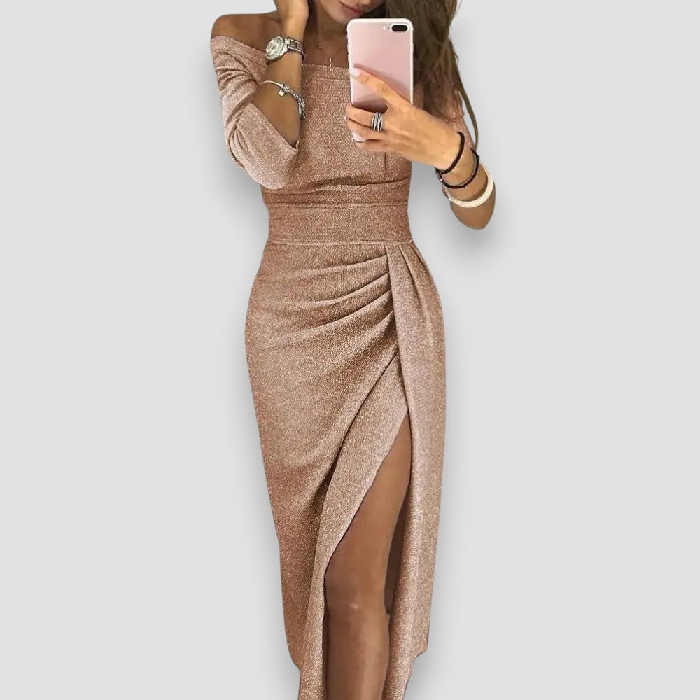 Gina – Elegant Long Sleeve Slit Bodycon Dress for Women