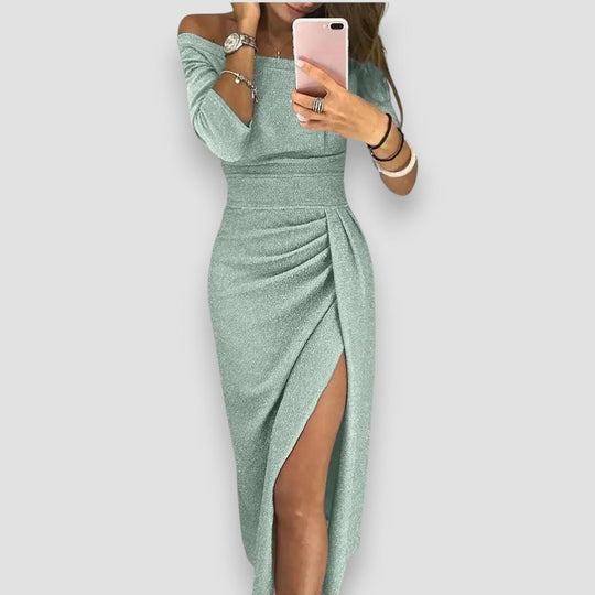 Gina – Elegant Long Sleeve Slit Bodycon Dress for Women
