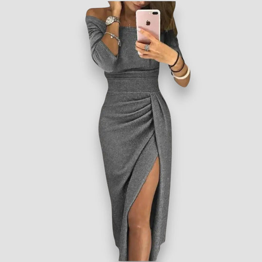 Gina – Elegant Long Sleeve Slit Bodycon Dress for Women
