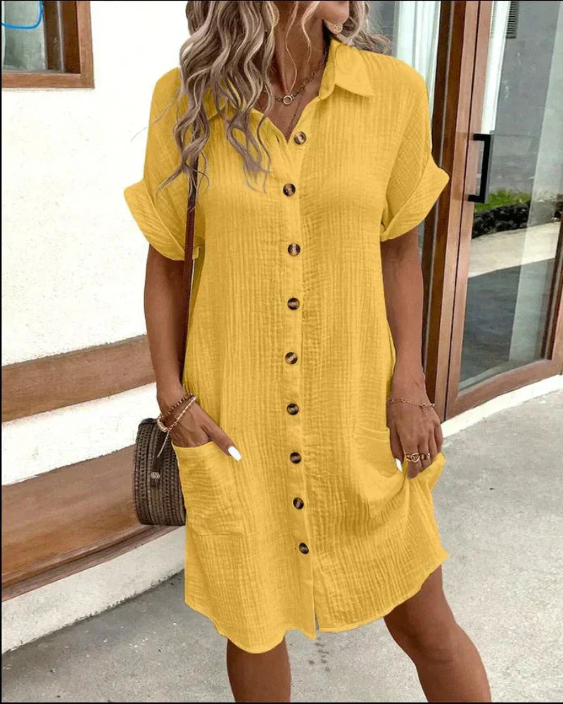 Ornella – Button-Down Linen Shirt Dress for Women