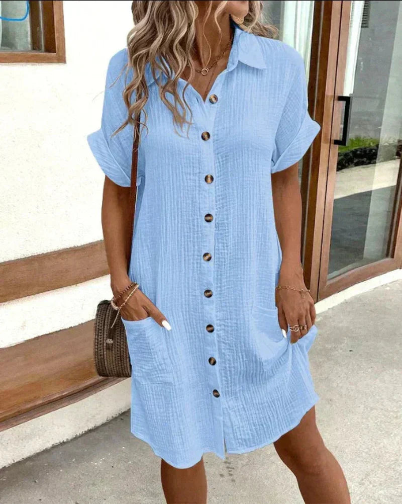 Ornella – Button-Down Linen Shirt Dress for Women