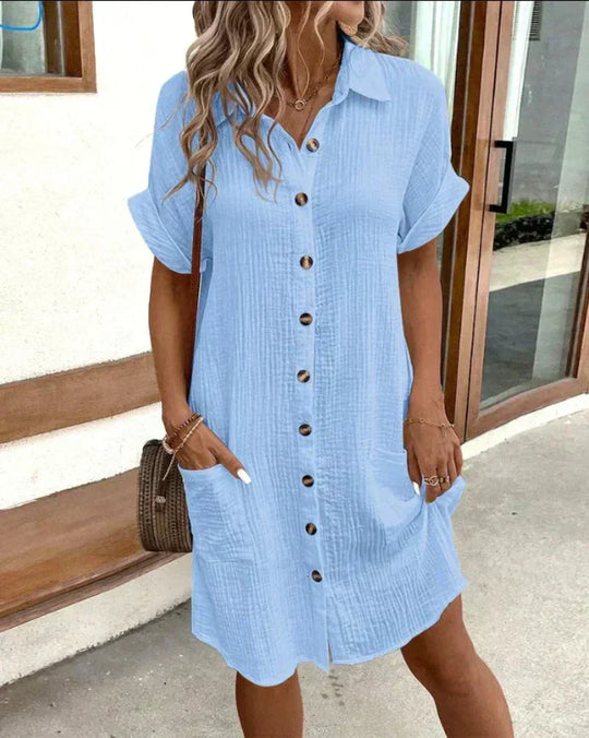 Ornella – Button-Down Linen Shirt Dress for Women