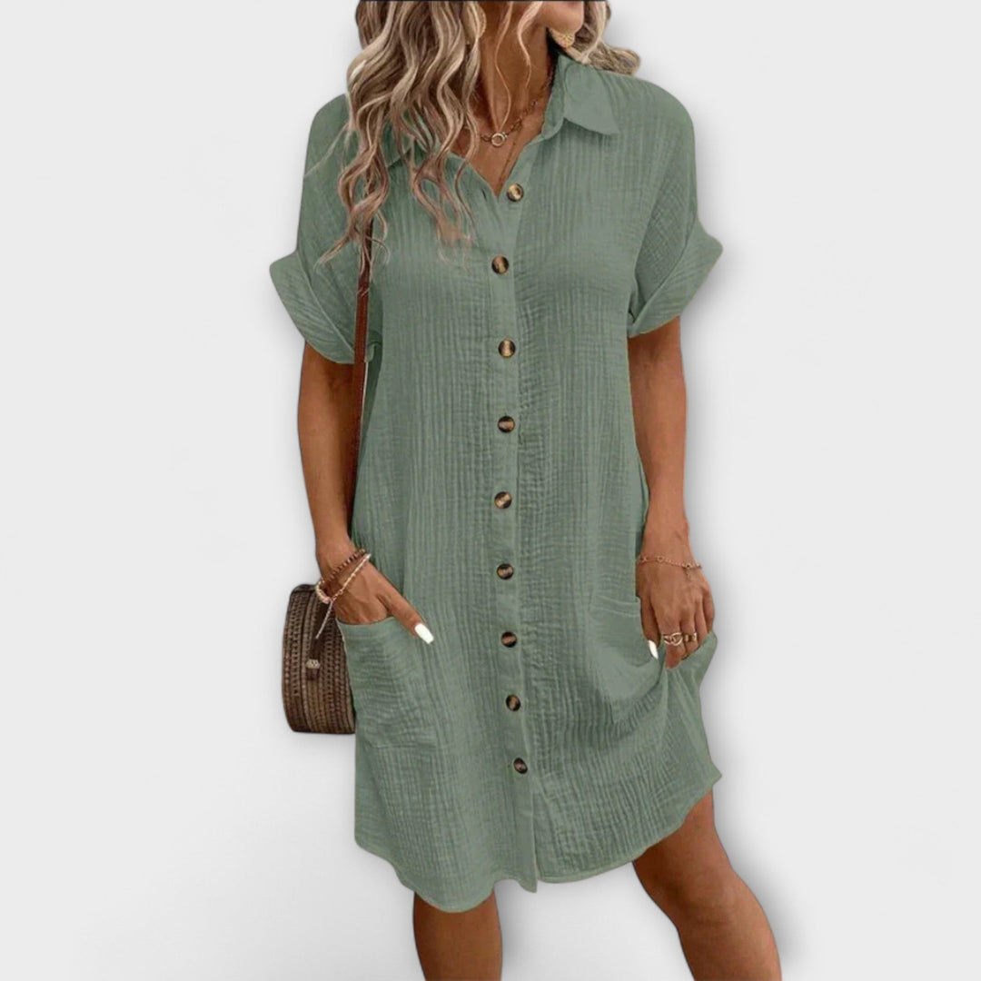 Liviana – Loose Summer Dress with Button Placket