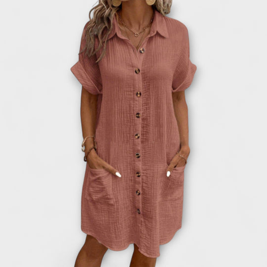 Liviana – Loose Summer Dress with Button Placket