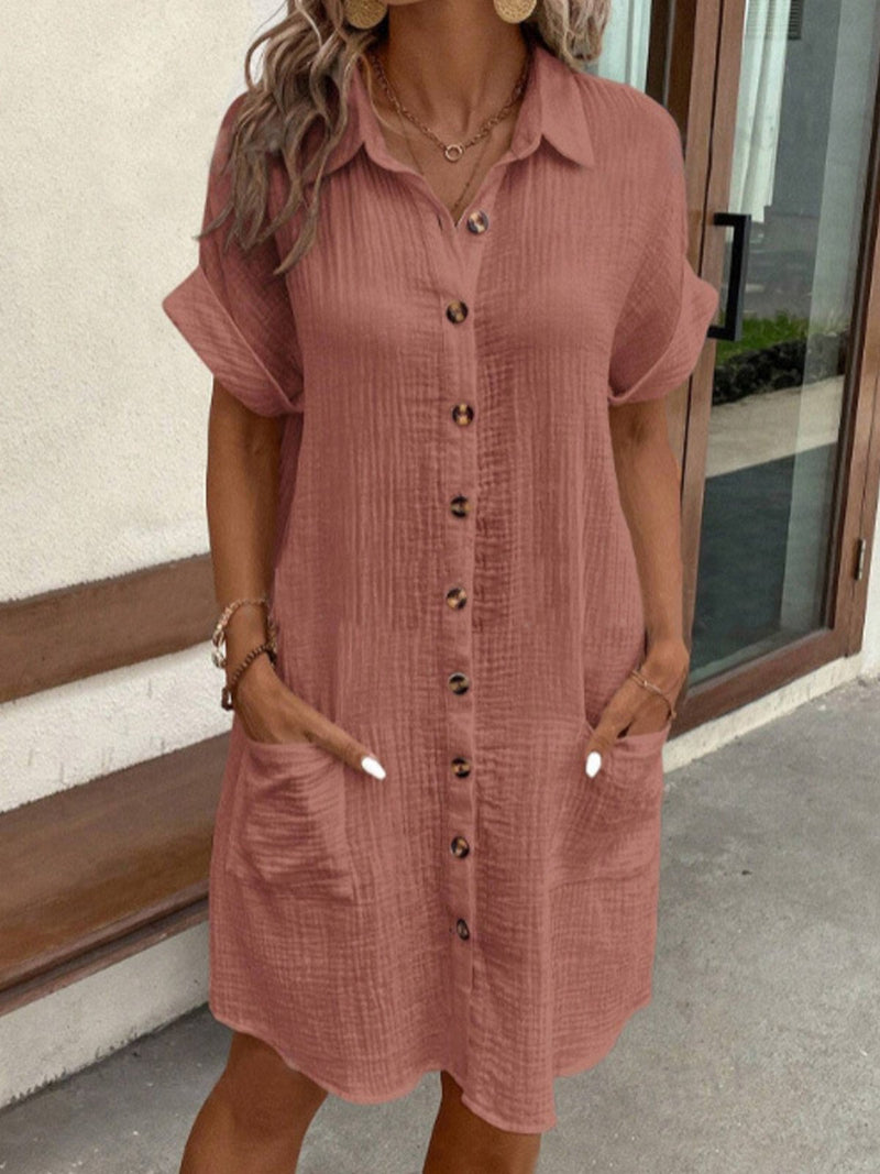 Ornella – Button-Down Linen Shirt Dress for Women
