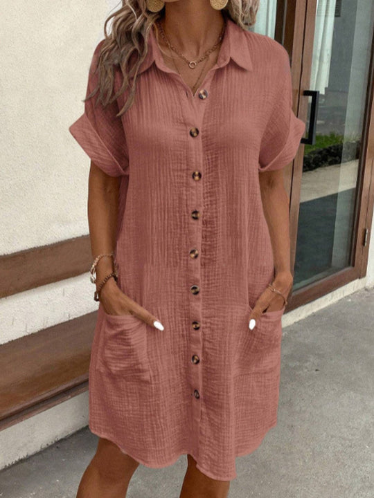 Ornella – Button-Down Linen Shirt Dress for Women