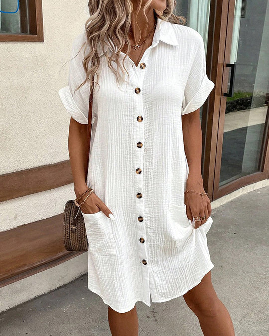 Ornella – Button-Down Linen Shirt Dress for Women