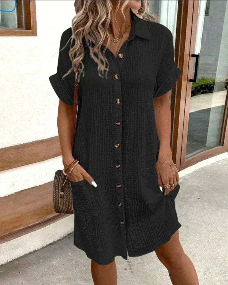 Ornella – Button-Down Linen Shirt Dress for Women