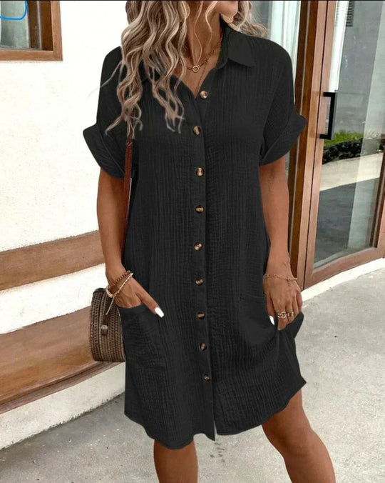 Ornella – Button-Down Linen Shirt Dress for Women