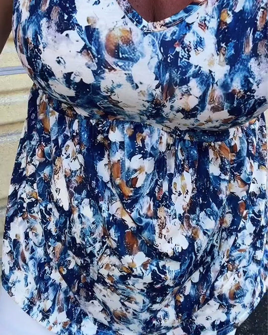 Gabrielle - Floral Print Sleeveless Blouse for Women