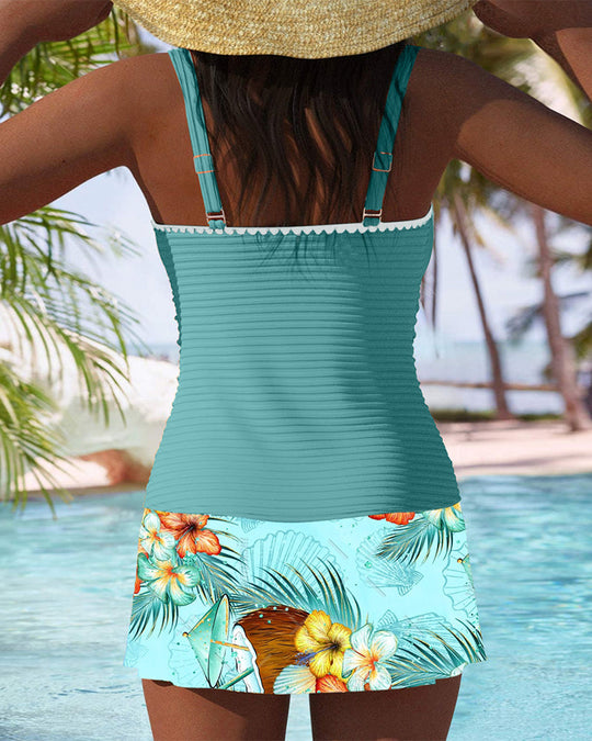 Orelani – Tropical Skirted Tankini Set for Women