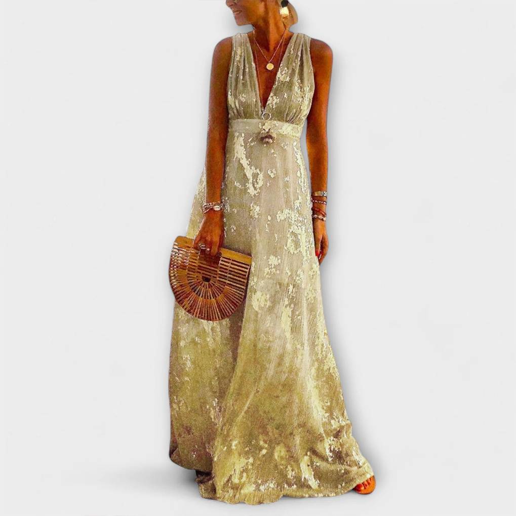 Almera – Lightweight Maxi Dress with Golden Reflections