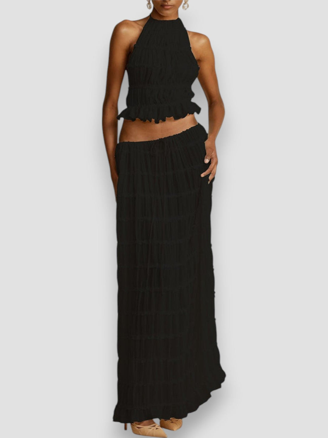 Mamie – Textured Two-Piece Maxi Set for Woman