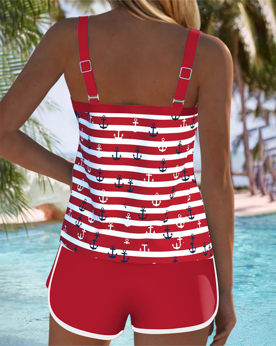Marivea – Nautical Stripe Tankini Set with Swim Shorts