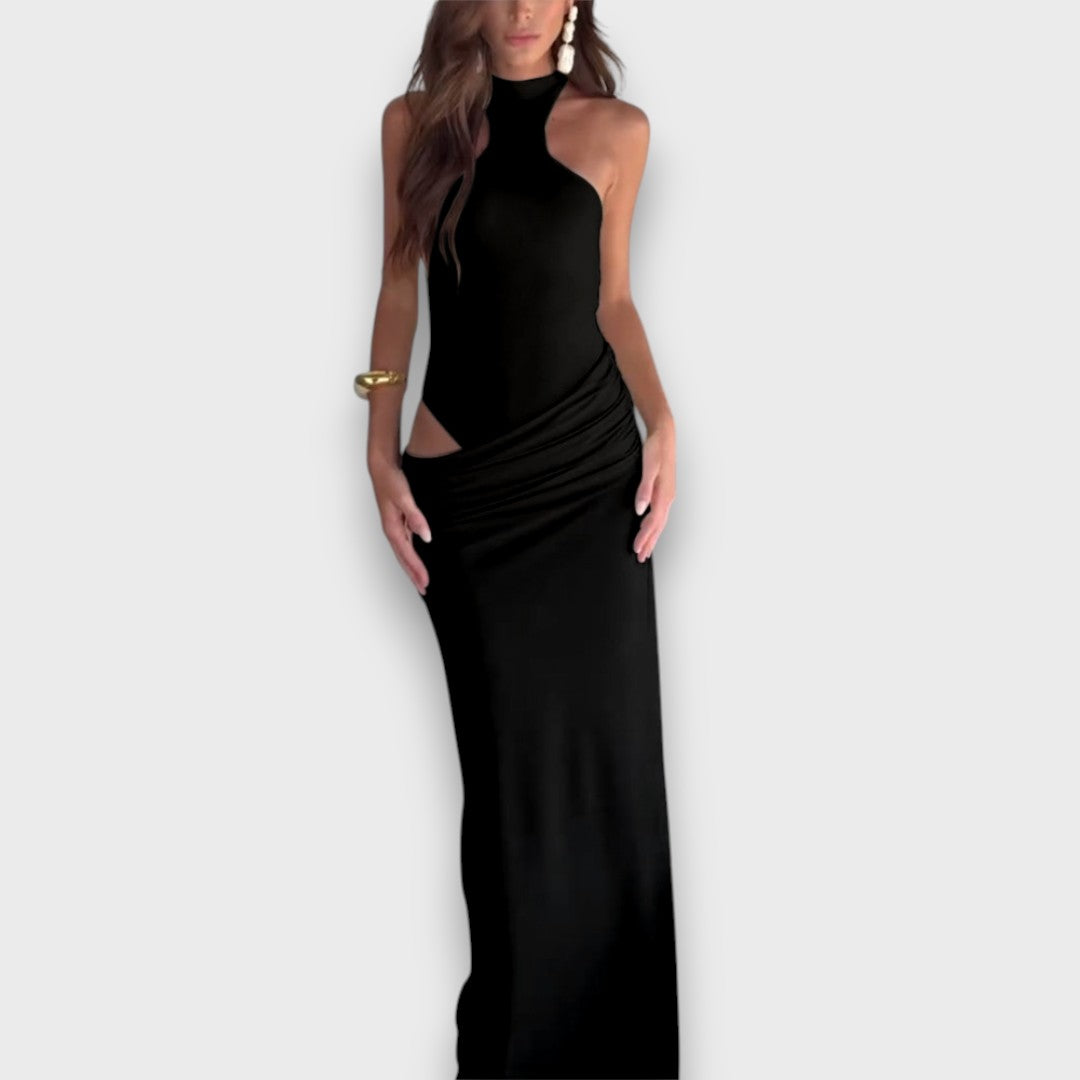 Luma – Figure-Hugging Dress with Cut-out and Stand-up Collar