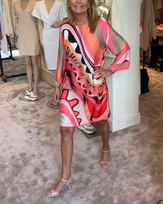Chinenye – Abstract Print Kaftan Dress for Women