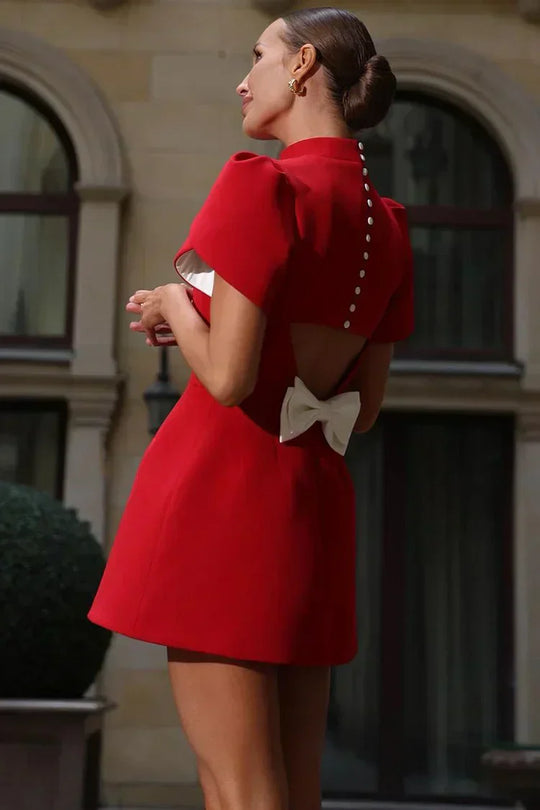 Noelle – Structured Mini Dress with Puff Sleeves