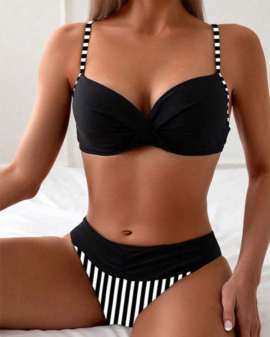 Lowri – Striped Contrast Bikini Set for Women