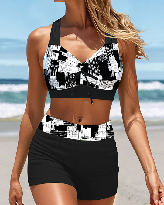 Nadia – Graphic Zip Swim Set for Women