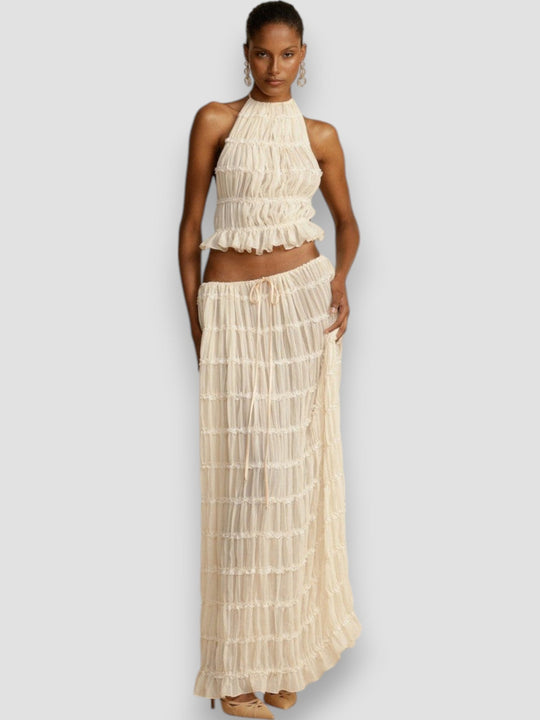 Mamie – Textured Two-Piece Maxi Set for Woman