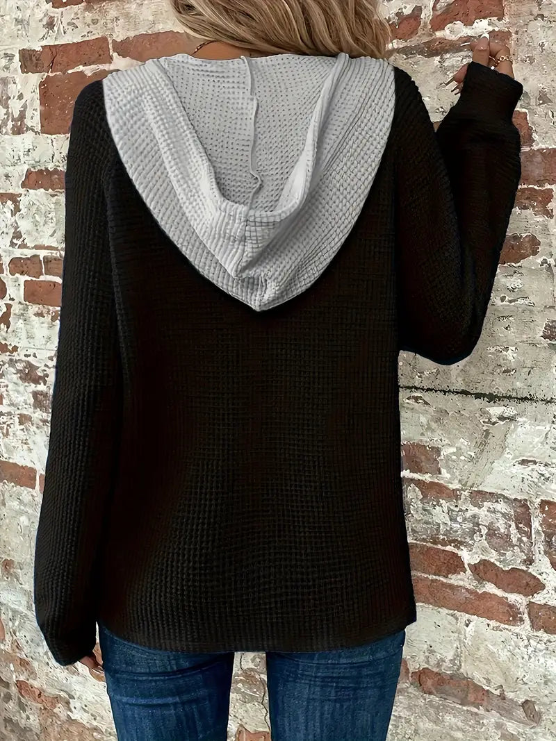 Ricarda – Button-Front Hooded Knit Sweater for Women