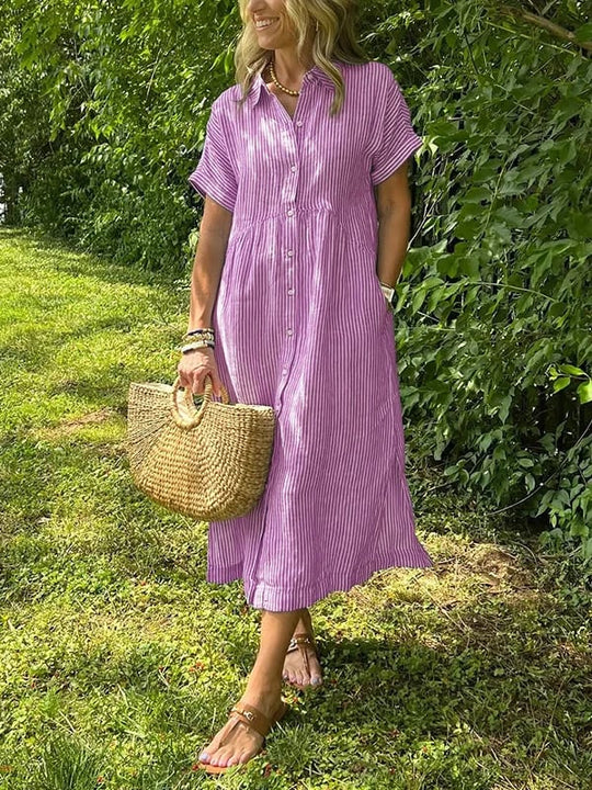 Rochelle – Striped Cotton Summer Dress