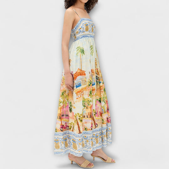 Luira – Flowing Maxi Dress with Multicolor Pattern